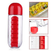 Bouteille d'Eau Portable 2 en 1 avec Pilulier Organisateur de Médicaments