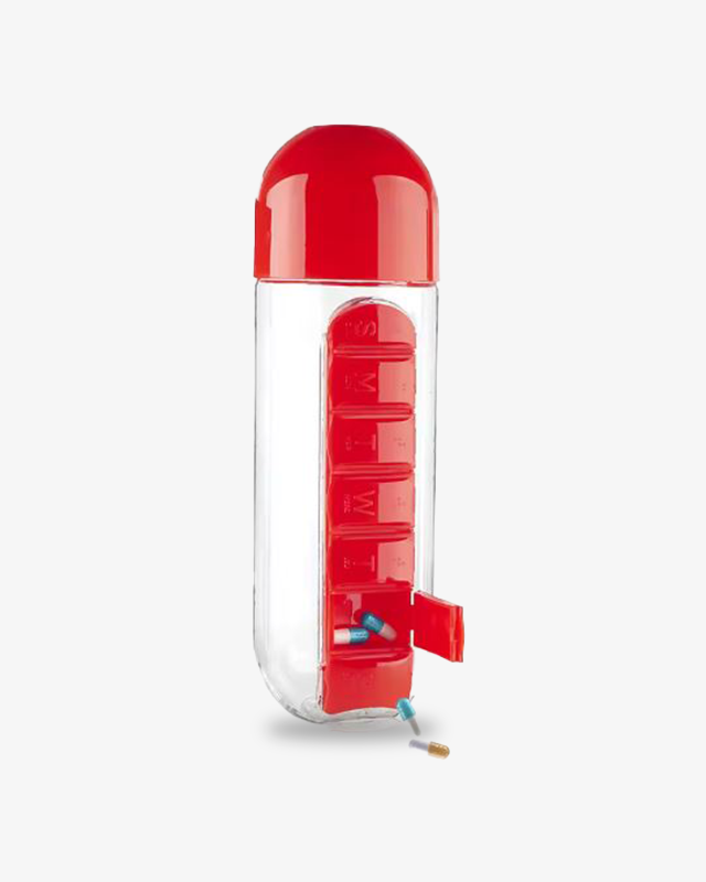 Bouteille d'Eau Portable 2 en 1 avec Pilulier Organisateur de Médicaments